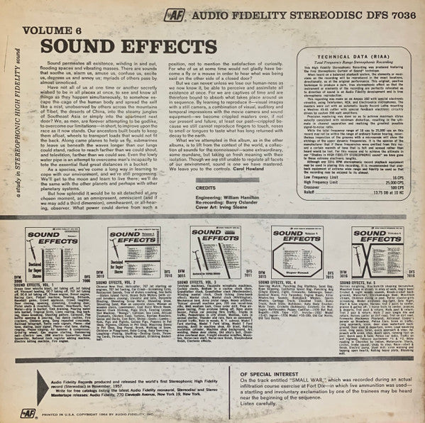 No Artist : Sound Effects Volume 6 (LP, RE, Blu)