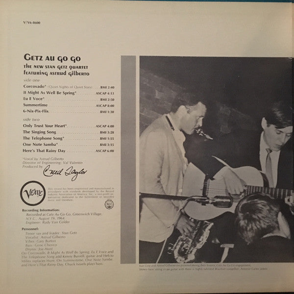 The New Stan Getz Quartet Featuring Astrud Gilberto : Getz Au Go Go (LP, Album, Mono, Gat)