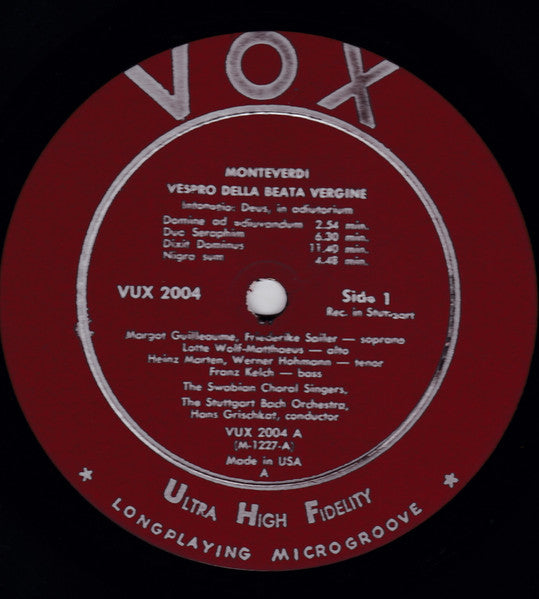 Monteverdi*, Hans Grischkat : Vespro Della Beata Vergine (2xLP, Album, Mono, Box)