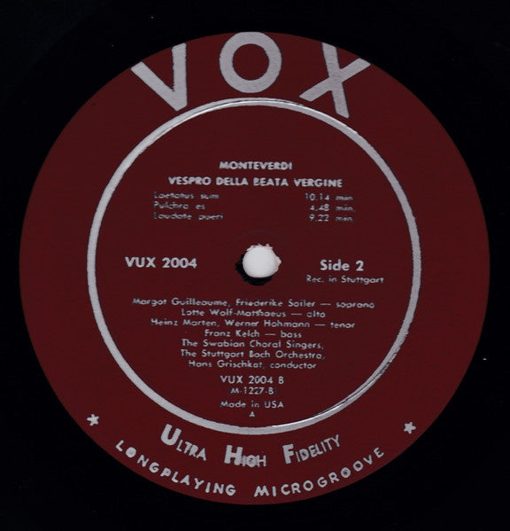 Monteverdi*, Hans Grischkat : Vespro Della Beata Vergine (2xLP, Album, Mono, Box)