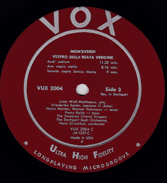Monteverdi*, Hans Grischkat : Vespro Della Beata Vergine (2xLP, Album, Mono, Box)