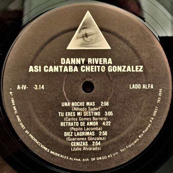 Danny Rivera : Asi Cantaba Cheito Gonzalez (LP, Album)