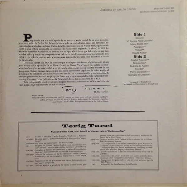 Carlos Gardel : Memorias De Carlos Gardel (LP, Comp, RE)