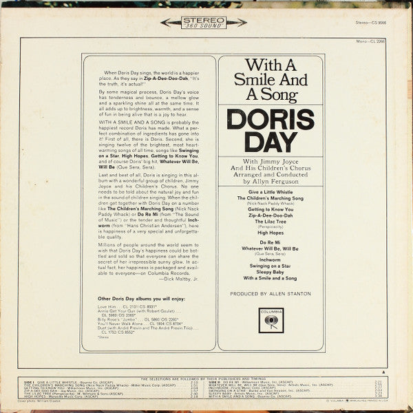 Doris Day, Jimmy Joyce And His Children's Chorus* : With A Smile And A Song (LP, Album)