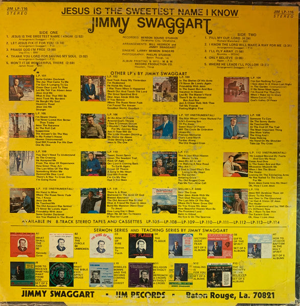 Jimmy Swaggart : Jesus Is The Sweetest Name I Know (LP)
