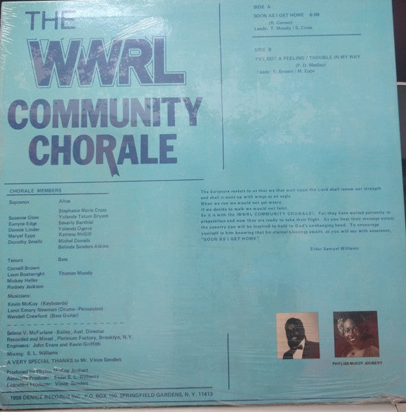 The WWRL Community Chorale : Soon As I Get Home (12")