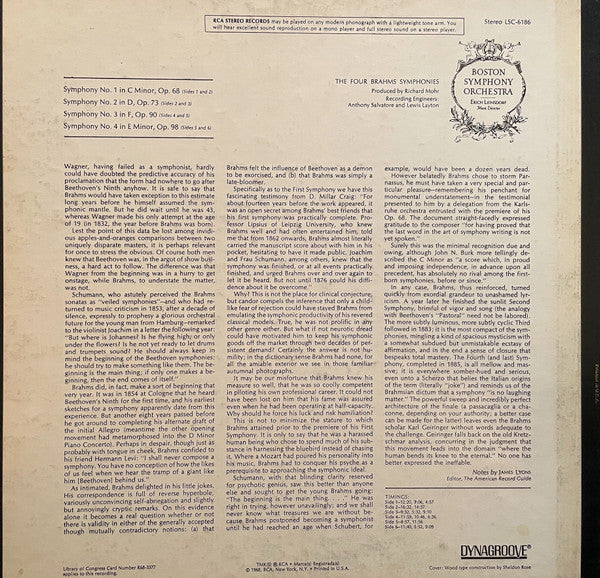 Boston Symphony Orchestra, Erich Leinsdorf : The Four Brahms Symphonies (3xLP)