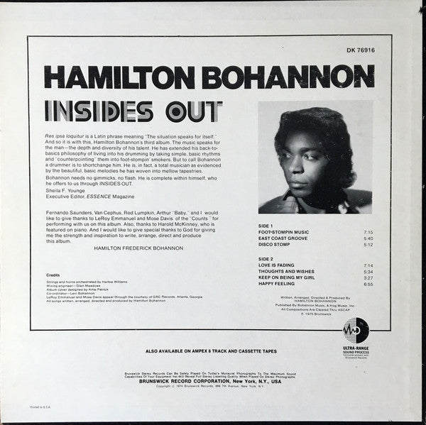 Hamilton Bohannon : Insides Out (LP, Album)