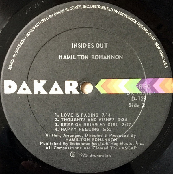 Hamilton Bohannon : Insides Out (LP, Album)