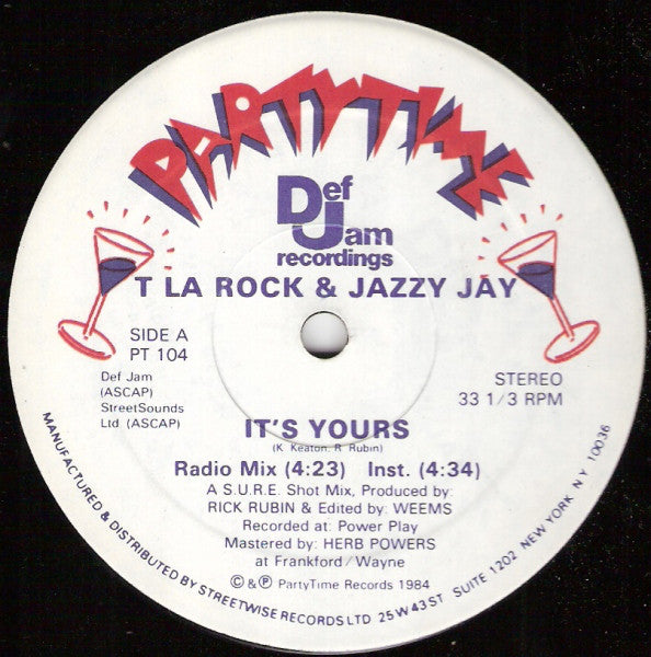 T La Rock & Jazzy Jay : It's Yours (12")