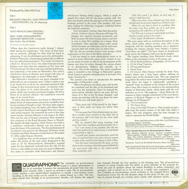 Richard Strauss, Leonard Bernstein, New York Philharmonic : Also Sprach Zarathustra (LP, Album, Quad)
