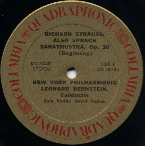 Richard Strauss, Leonard Bernstein, New York Philharmonic : Also Sprach Zarathustra (LP, Album, Quad)