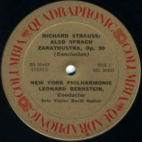 Richard Strauss, Leonard Bernstein, New York Philharmonic : Also Sprach Zarathustra (LP, Album, Quad)