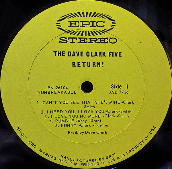 The Dave Clark Five : The Dave Clark Five Return! (LP, Album)