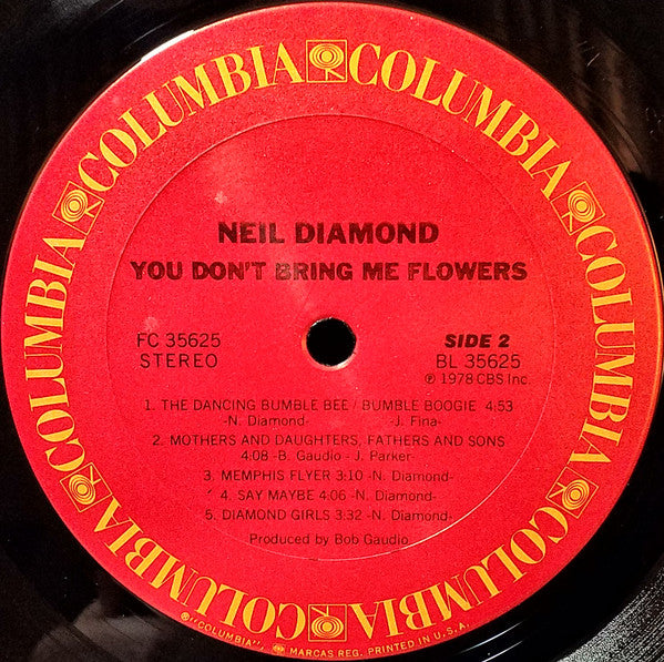 Neil Diamond : You Don't Bring Me Flowers (LP, Album, Pit)