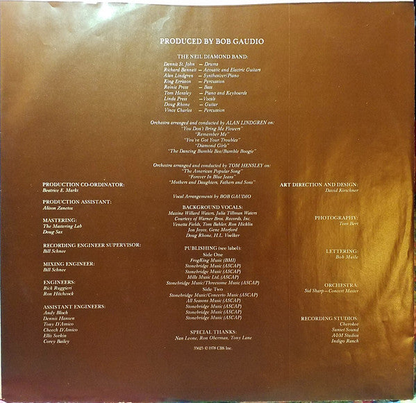 Neil Diamond : You Don't Bring Me Flowers (LP, Album, Pit)