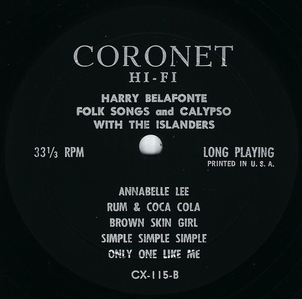 Harry Belafonte, The Islanders (6) : Folk Songs With Harry Belafonte And Calypso With The Islanders (LP, Comp, Mono)