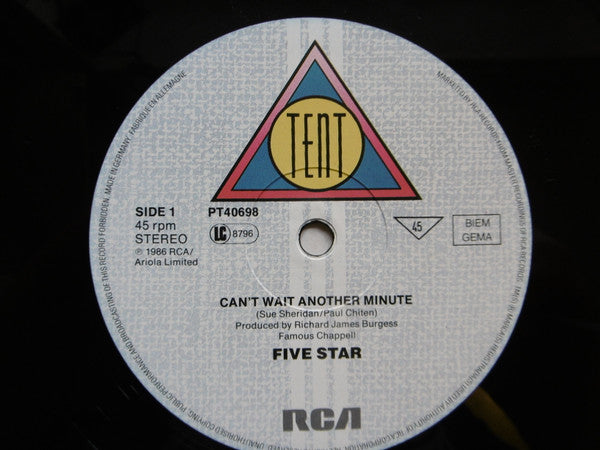 Five Star : Can't Wait Another Minute (12", Maxi)