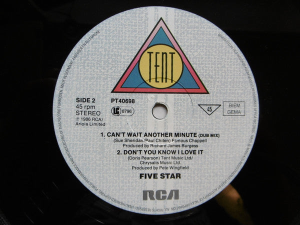 Five Star : Can't Wait Another Minute (12", Maxi)