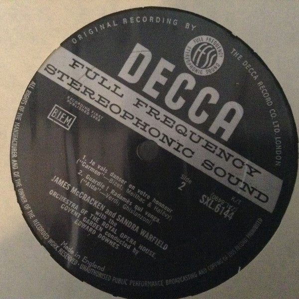 James McCracken, Sandra Warfield, Edward Downes : Duets Of Love And Passion (LP, Album, ED1)