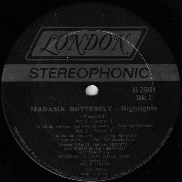 Puccini*, Renata Tebaldi, Carlo Bergonzi, Tullio Serafin : Madama Butterfly (Highlights) (LP, Ter)