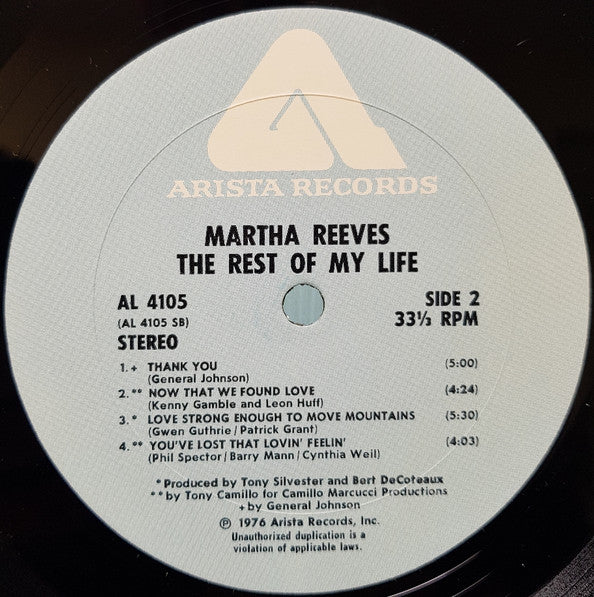 Martha Reeves : The Rest Of My Life (LP, Album, Wad)