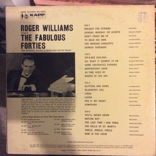 Roger Williams (2) : Songs Of The Fabulous Forties (2xLP, Album, RE, Gat)
