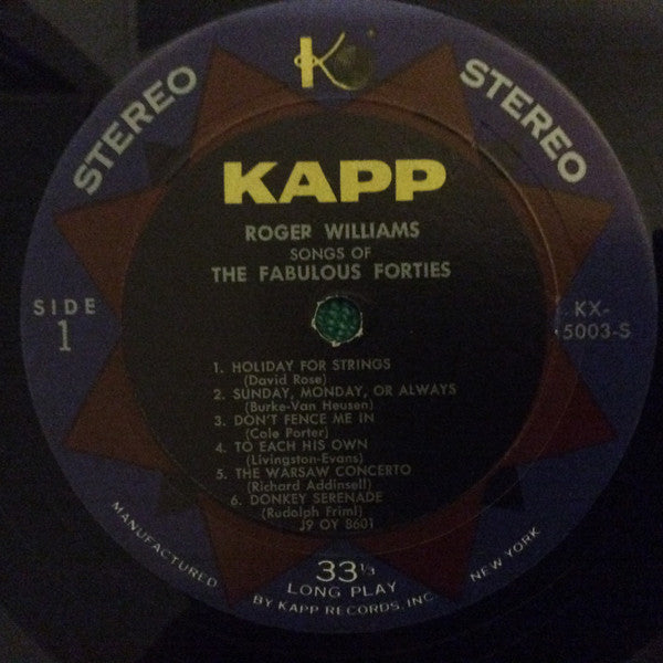Roger Williams (2) : Songs Of The Fabulous Forties (2xLP, Album, RE, Gat)