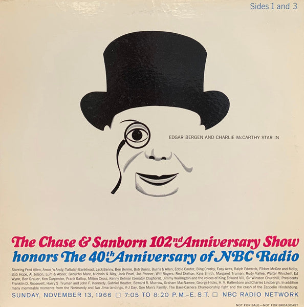 Edgar Bergen, Charlie McCarthy (2) : The Chase & Sanborn 102nd Anniversary Show (Honoring The 40th Anniversary Of NBC Radio) (2xLP, Promo)