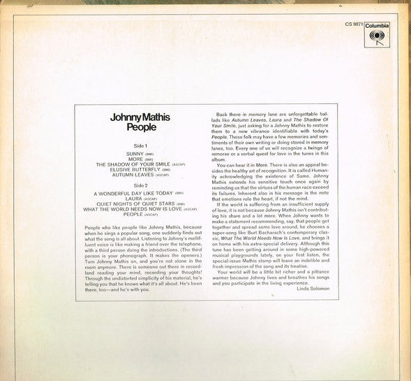 Johnny Mathis : People (LP, Album)