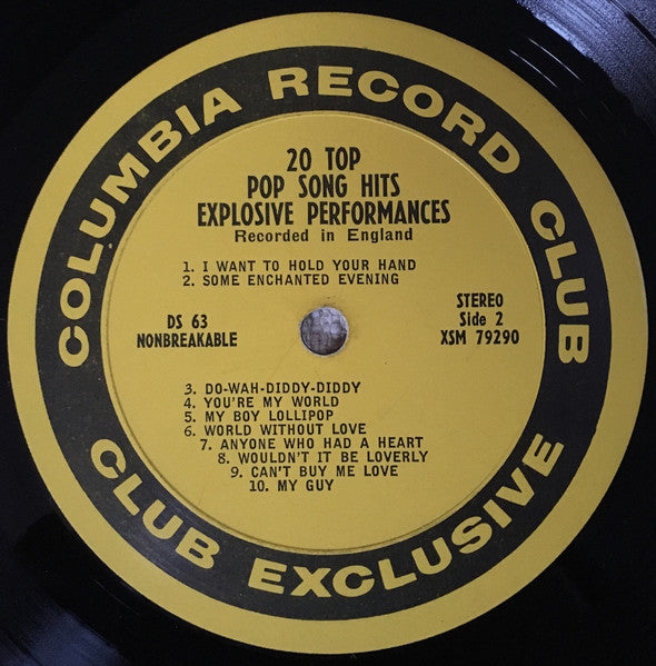Various : 20 Top Pop Song Hits Explosive Performances - Recorded In England (LP, Album, Club)