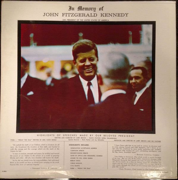John F. Kennedy : In Memoriam John Fitzgerald Kennedy (LP)