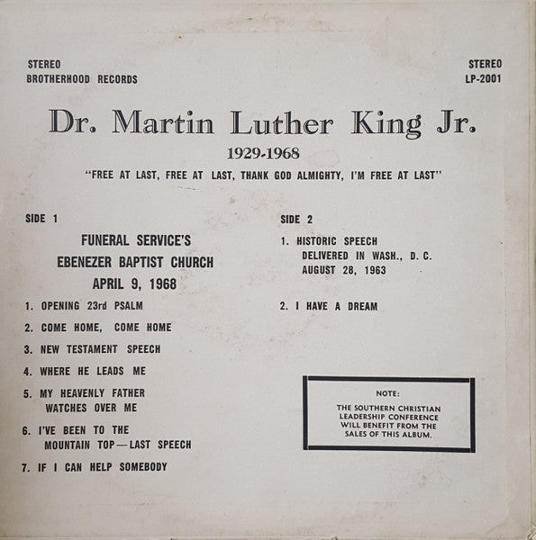 Rev. Dr. Martin Luther King Jr.* : Funeral Services Ebenezer Baptist Church, April 9, 1968 (LP, Album, Bla)