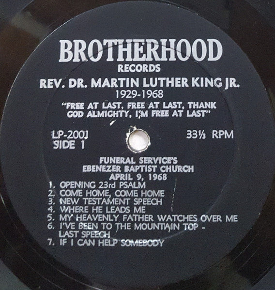 Rev. Dr. Martin Luther King Jr.* : Funeral Services Ebenezer Baptist Church, April 9, 1968 (LP, Album, Bla)