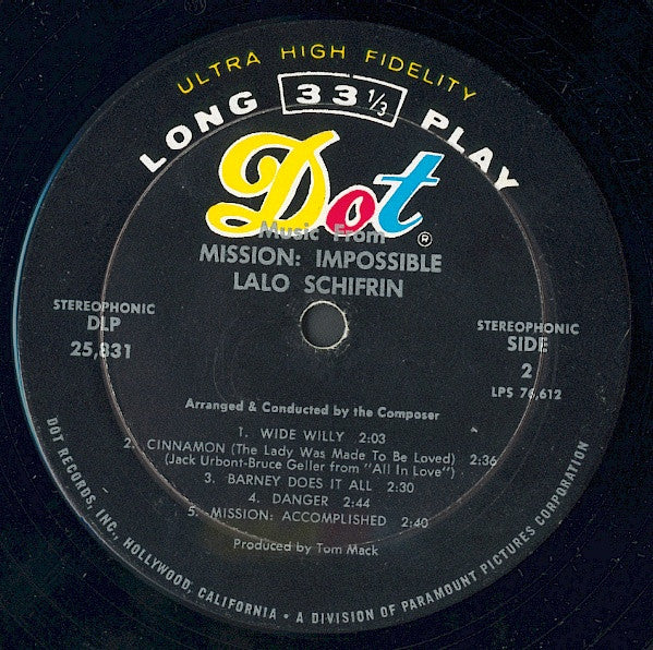 Lalo Schifrin : Music From Mission: Impossible (LP, Album, Mon)