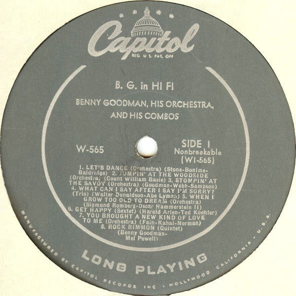 Benny Goodman, His Orchestra And His Combos* : B.G. In Hi-Fi (LP, Album, Mono, Los)