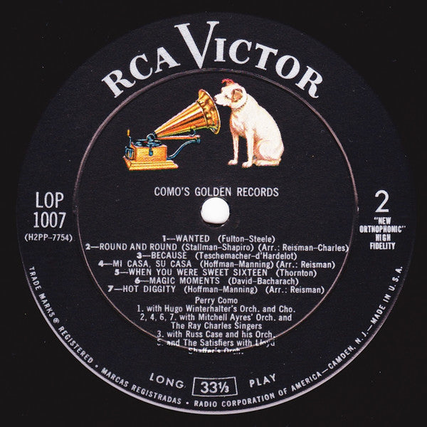 Perry Como : Como's Golden Records (LP, Comp, Mono)