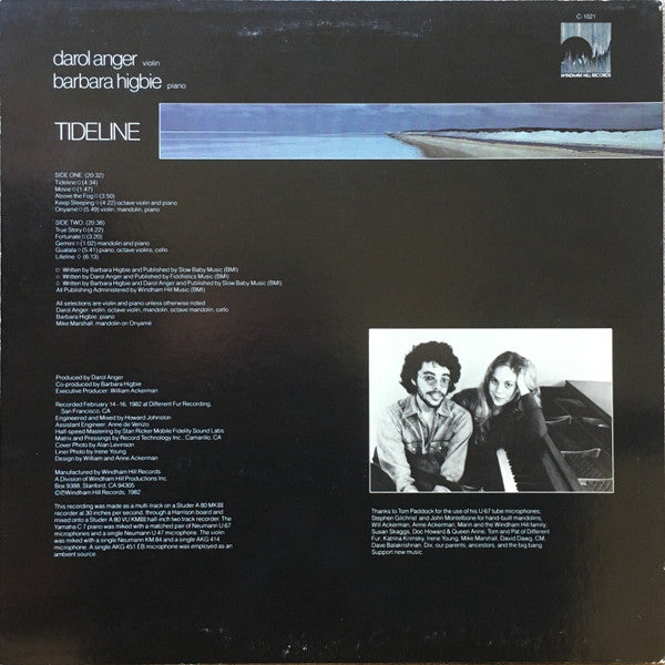 Darol Anger / Barbara Higbie : Tideline (LP, Album, RTI)