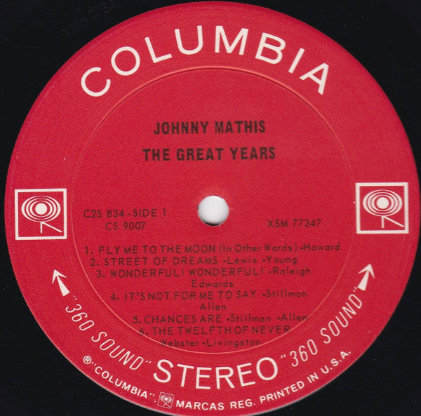 Johnny Mathis : The Great Years (2xLP, Comp, RE, Pit)