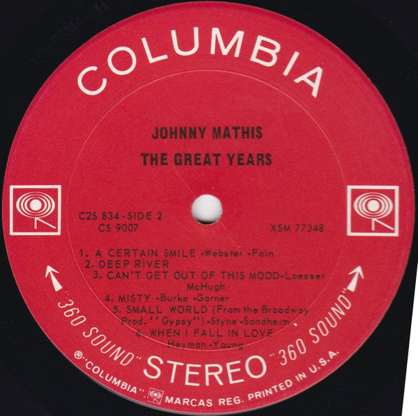 Johnny Mathis : The Great Years (2xLP, Comp, RE, Pit)