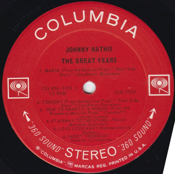 Johnny Mathis : The Great Years (2xLP, Comp, RE, Pit)