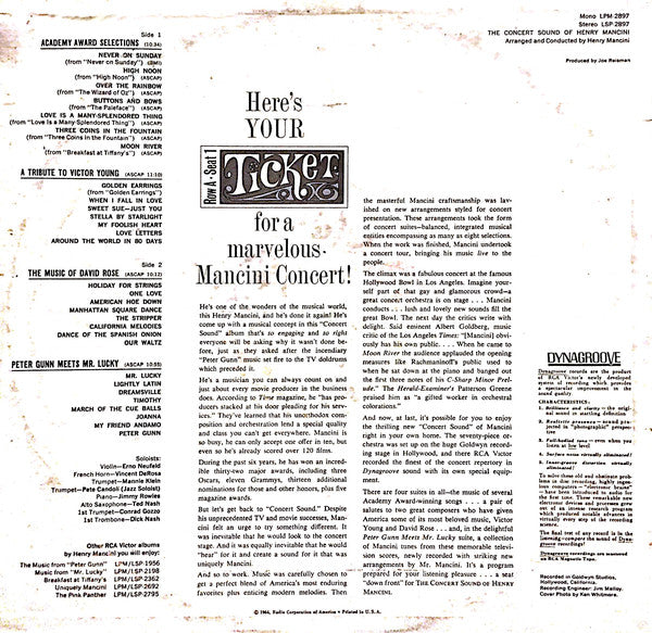 Henry Mancini : The Concert Sound Of Henry Mancini (LP, Album, Ind)