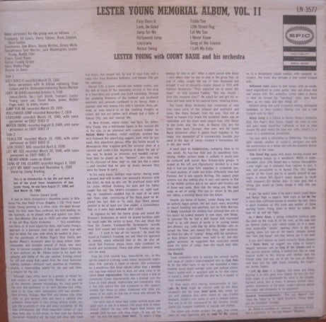 Lester Young With Count Basie And His Orchestra* : Lester Young Memorial Album Volume 2 (LP, Comp, Mono)