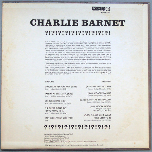 Charlie Barnet : Charlie Barnet !?!?!?!?!?!?! (LP, Album, Mono)