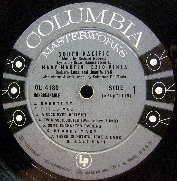 Mary Martin, Ezio Pinza, Richard Rodgers, Oscar Hammerstein II With Original Broadway Cast* : South Pacific (LP, Mono, RE)