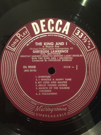 Gertrude Lawrence, Yul Brynner : The King And I (LP, Album, Mono)