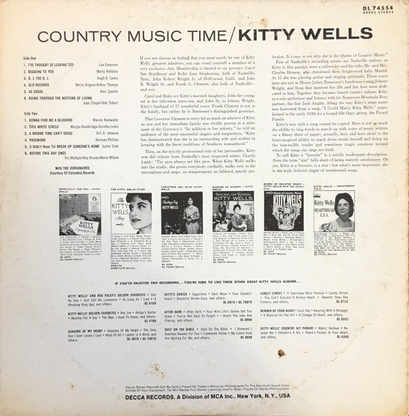 Kitty Wells : Country Music Time (LP, Album, Ind)