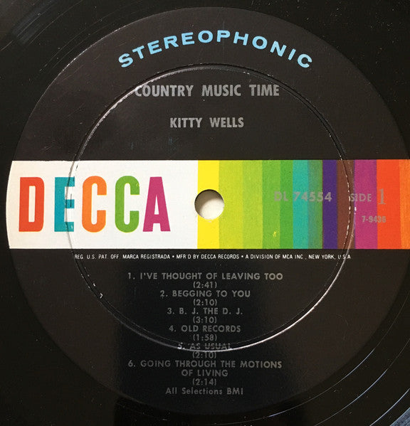 Kitty Wells : Country Music Time (LP, Album, Ind)
