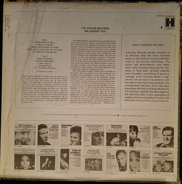 The Statler Brothers : Big Country Hits (LP, Comp)