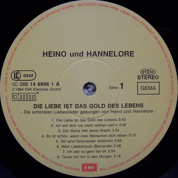 Heino & Hannelore : Die Liebe Ist Das Gold Des Lebens (LP, Album)